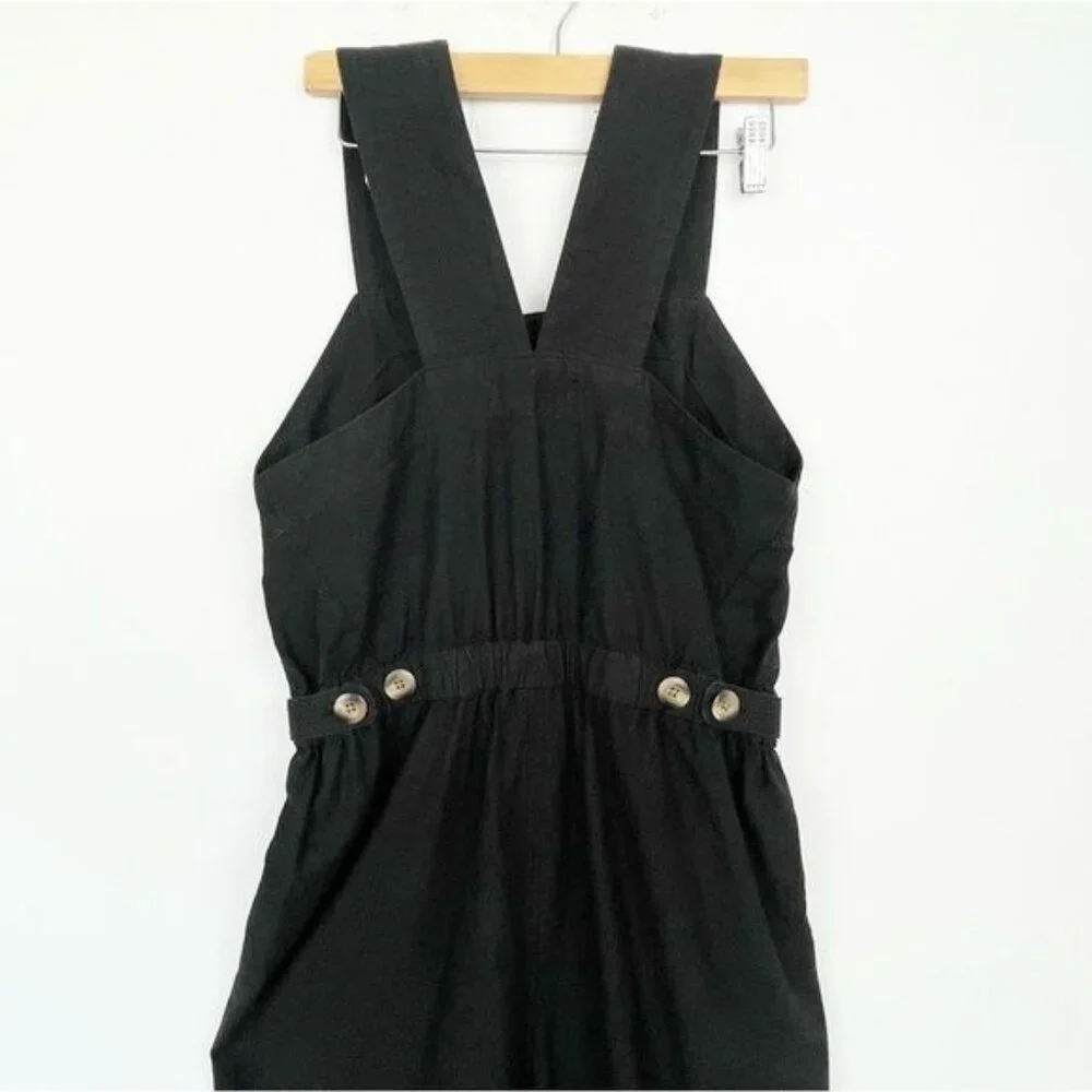Everlane Black The Fatigue Apron Jumpsuit Cotton Linen 4